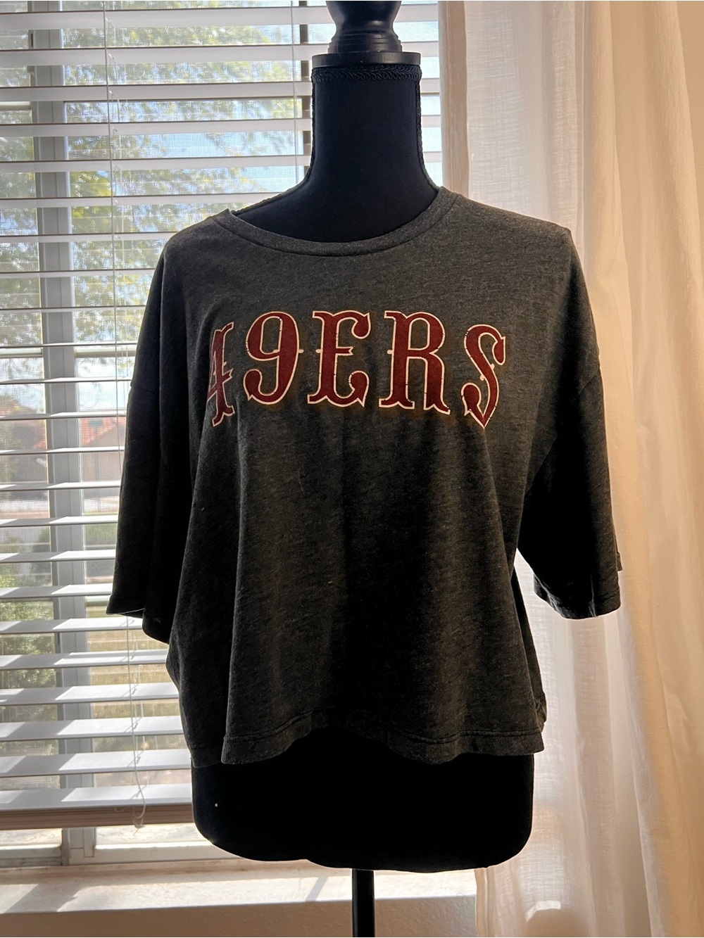 Majestic Charcoal Tee with Red and White Graphic